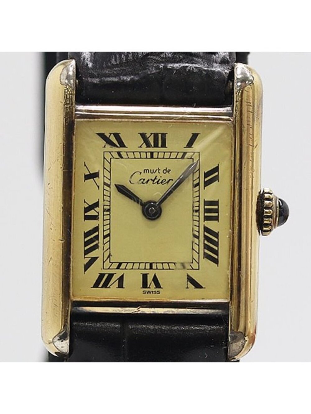 Cartier Must Tank Manual Wind Yellow Dial Watch